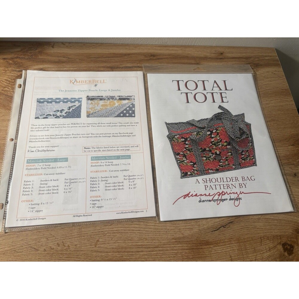 Kimberbell, Dianne Springer Jeanette Zipper Pouch, Total Tote Large & Jumbo Pat…